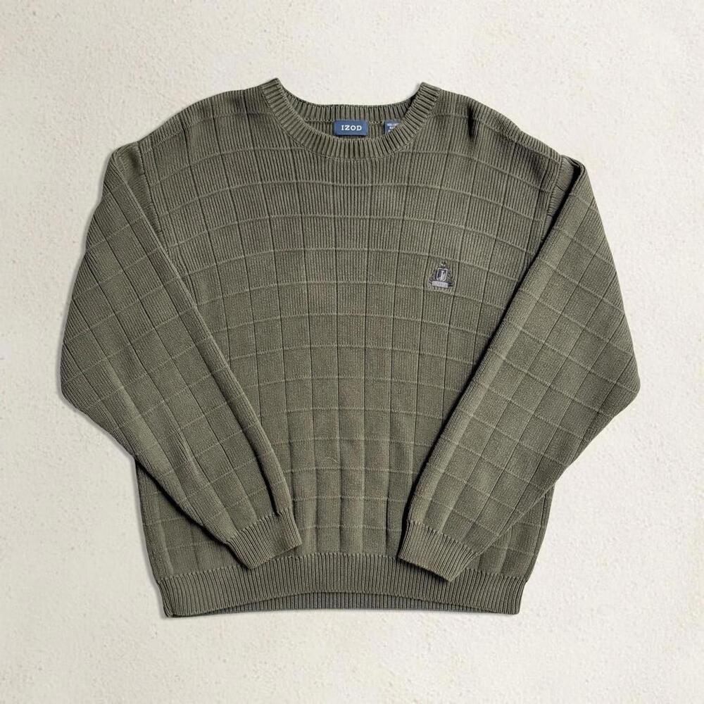 IZOD Olive Grid Knit Sweater 🫒